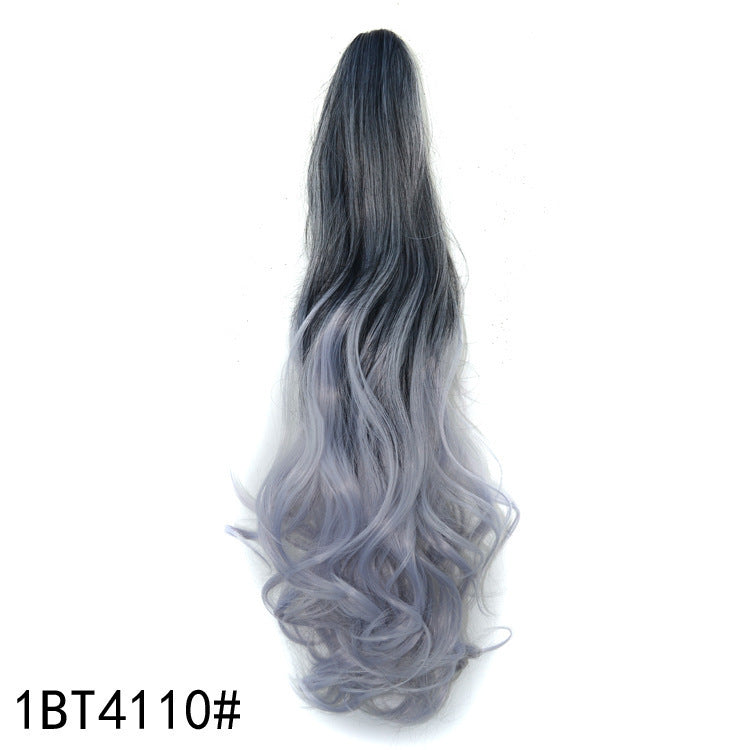 Colorful Gradient Clip-In Ponytail Wig - 55 cm High-Temperature Fiber