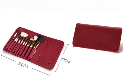 10-Piece Fiber Makeup Brush Set with Portable Pack – Perfect for Beginners & Pros