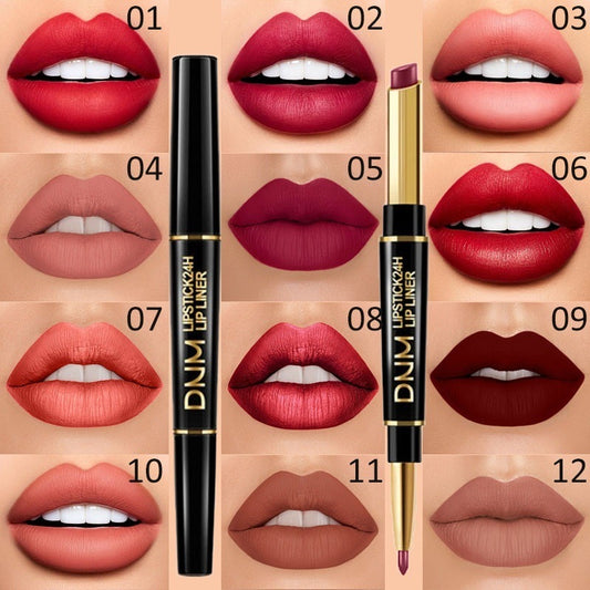 Double-Ended Non-Stick Lipstick – 2-in-1 Lip Liner & Lipstick with Long-Lasting Color