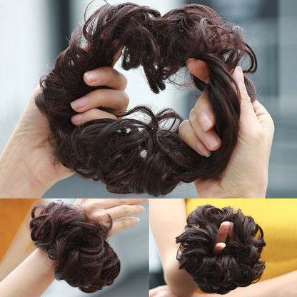 Fashionable Wig Hair Circle - High Temperature Resistant Wavy Ponytail Hair Band for Added Volume