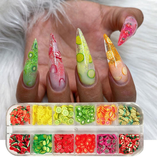 Handmade DIY Crystal Mud Ornaments - 12 Grate Fruit & Flower Nail Art Slices