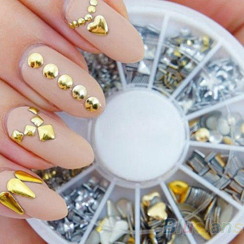 DIY Decorative Nail Art Stickers - Gold & Silver Acrylic Accents