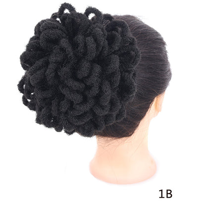 African Wig Bun Hair Bag Drawstring Dreadlocks Afro Hair Bun - High-Temperature Fiber