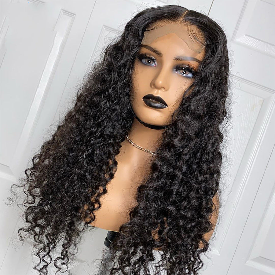 Elegant Long and Small Curly Human Hair Wig Set