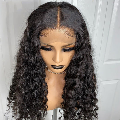 Elegant Long and Small Curly Human Hair Wig Set