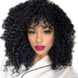 European & American Short Curly Wig – African-Inspired Fluffy Curls with Long Bangs