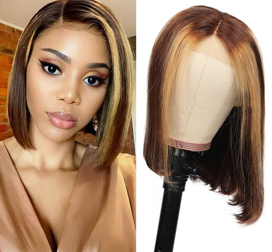 Piano Color Bob Wig - Luxurious Real Hair & Exotic Style