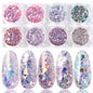 8 Box Holographic Glitter Nail Art Powder Flakes Set – Iridescent Sparkle Collection