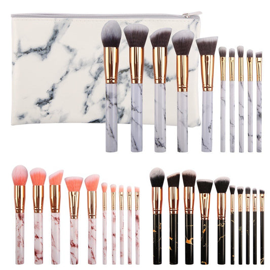 10-Piece Marble Makeup Brush Set – Perfect for Flawless Beauty