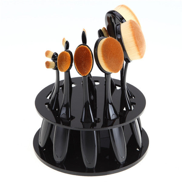 Round 10-Hole Black Makeup Brush Holder – Stylish Organizer