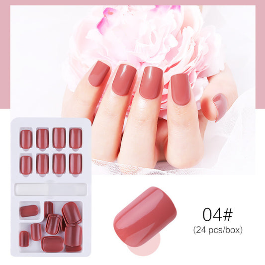 24-Piece Reusable Stick-On Nails Set - Durable Acrylic Full Cover False Nails with Nail Glue & Jelly Sticker