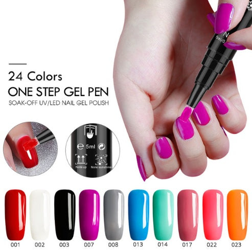 3-in-1 Gel Nail Varnish Pen - 60 Vibrant Colors with Glitter Finish