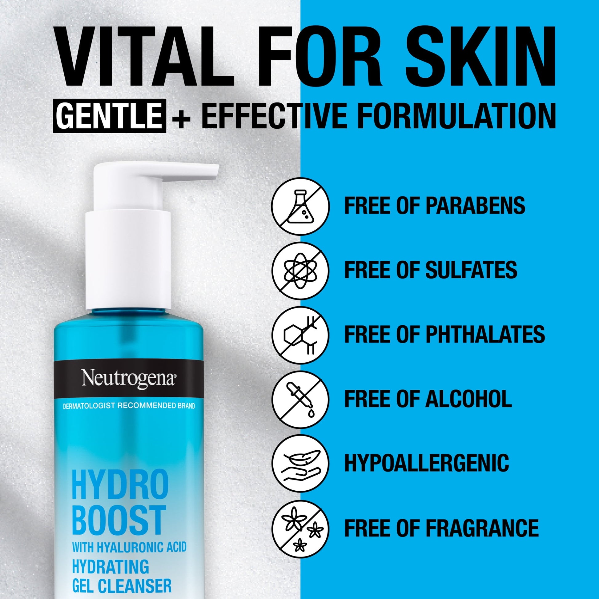 Hydro Boost Hyaluronic Acid Gel Facial Cleanser and Face Wash, Fragrance-Free, 7.8 Oz