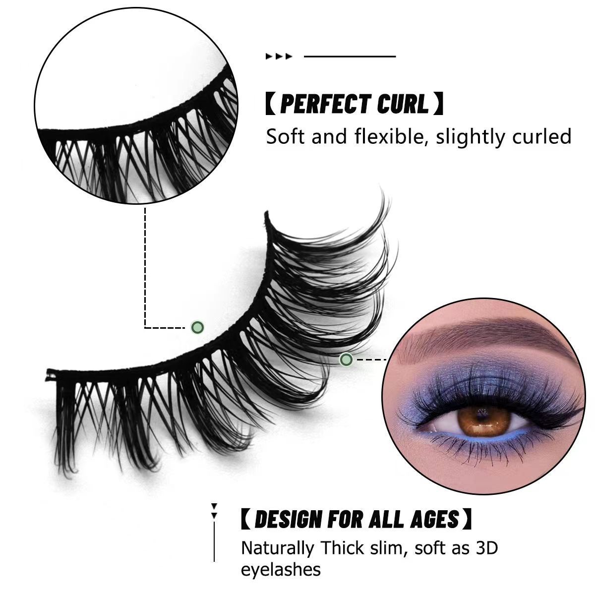 7-Pair Natural, Dense, Curly False Eyelashes - 12mm Soft & Reusable Lash Set