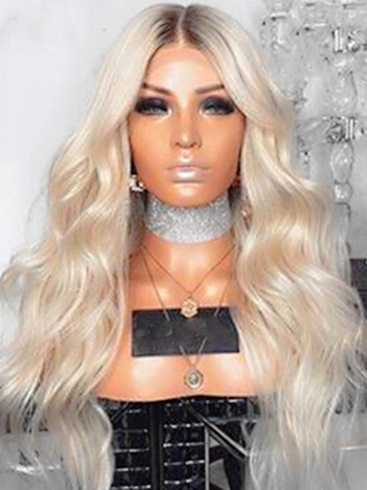 European & American Blonde Long Curly Wig - 72cm Glamorous Style