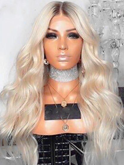 European & American Blonde Long Curly Wig - 72cm Glamorous Style