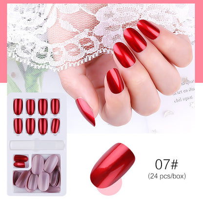 24-Piece Reusable Stick-On Nails Set - Durable Acrylic Full Cover False Nails with Nail Glue & Jelly Sticker