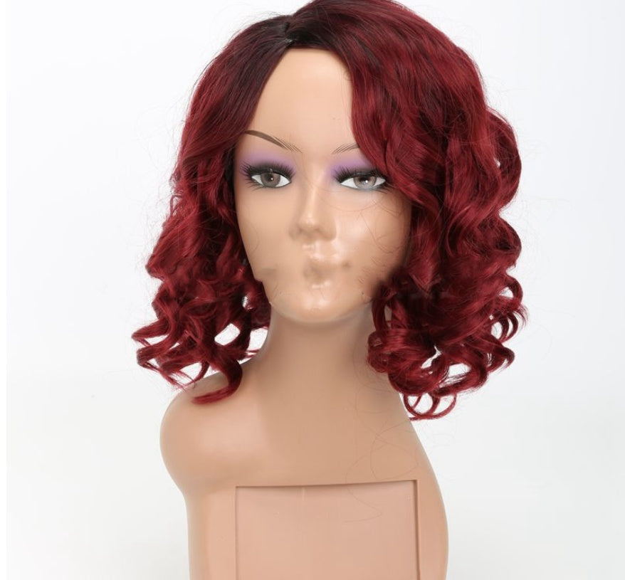 European Beauty Wig Headgear - 12-Inch High Temperature Wire Wig with Oblique Bangs