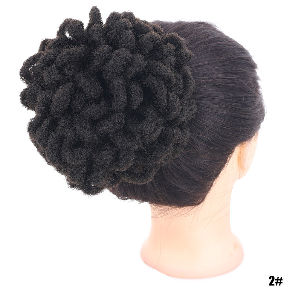 African Wig Bun Hair Bag Drawstring Dreadlocks Afro Hair Bun - High-Temperature Fiber