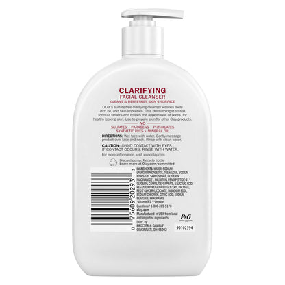 Clarifying Face Wash, Facial Cleanser with Niacinamide, Fights Dryness in All Skin Types, 16 Fl Oz