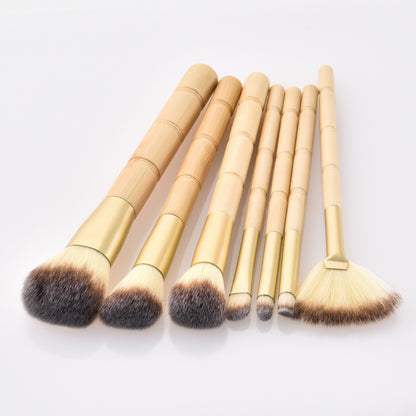 7-Piece Nylon Makeup Brush Set – High-Quality Wooden Handles for Precision Application