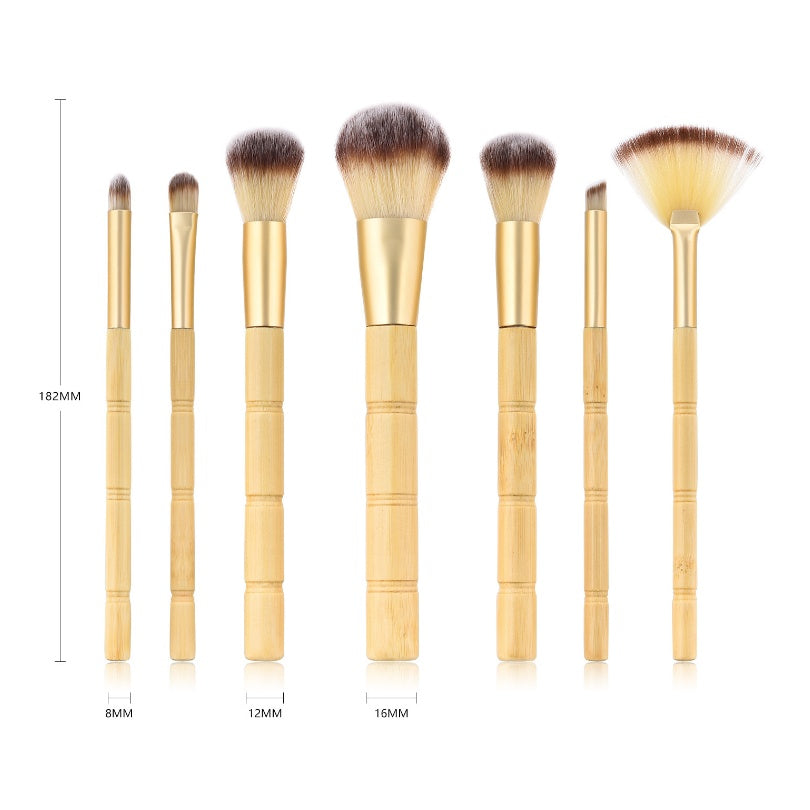 7-Piece Nylon Makeup Brush Set – High-Quality Wooden Handles for Precision Application