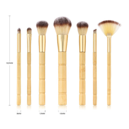 7-Piece Nylon Makeup Brush Set – High-Quality Wooden Handles for Precision Application