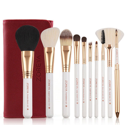 10-Piece Fiber Makeup Brush Set with Portable Pack – Perfect for Beginners & Pros