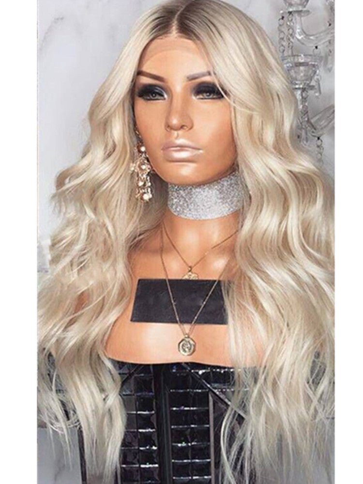 European & American Blonde Long Curly Wig - 72cm Glamorous Style