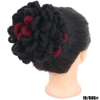 African Wig Bun Hair Bag Drawstring Dreadlocks Afro Hair Bun - High-Temperature Fiber