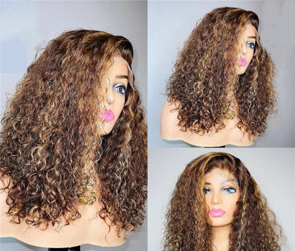 Transparent Lace Wig Hair Cover - 100% Real Hair in Hot Brown