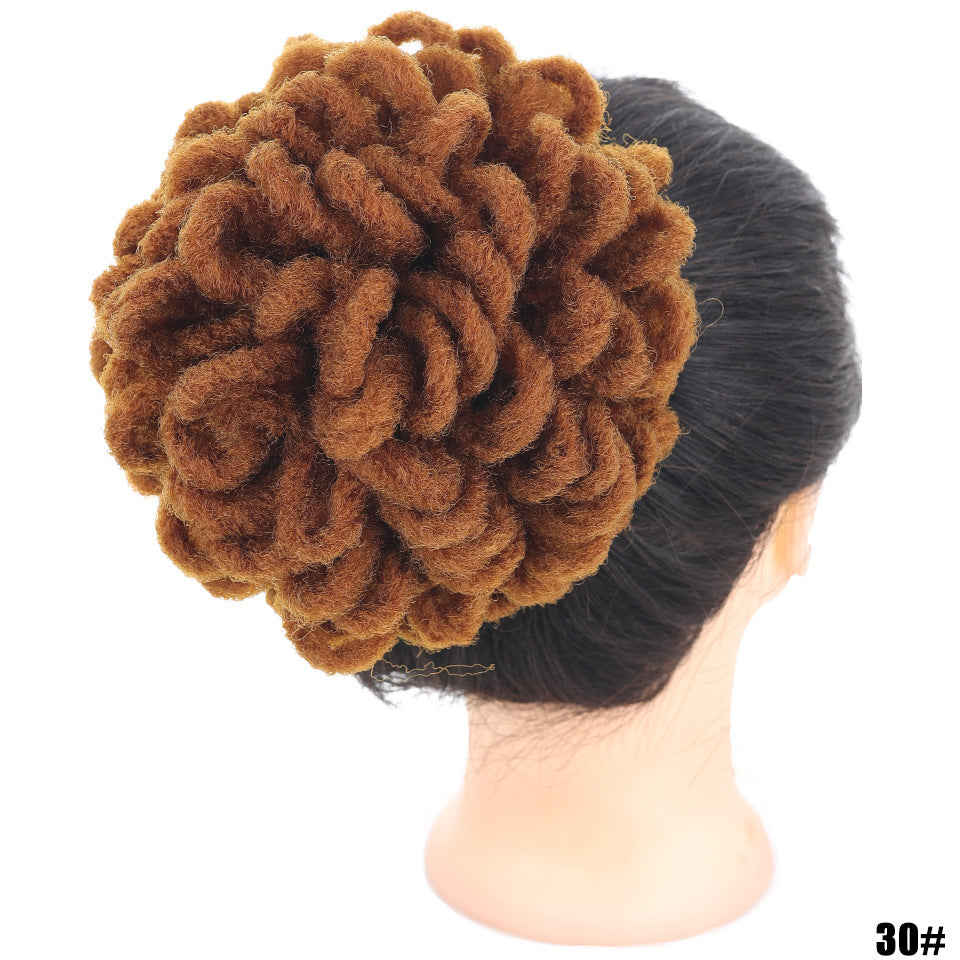 African Wig Bun Hair Bag Drawstring Dreadlocks Afro Hair Bun - High-Temperature Fiber