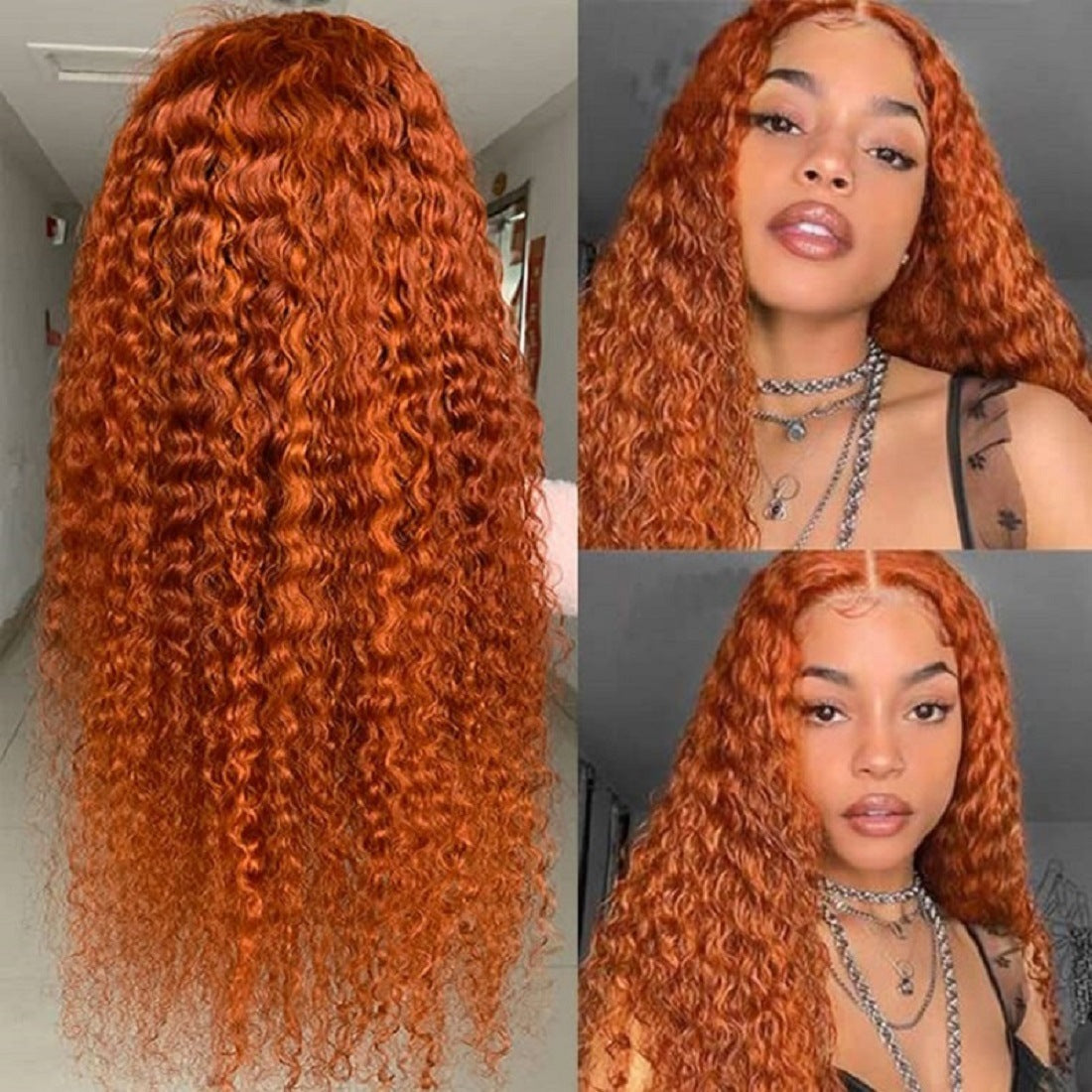 Front Lace Small Curly Hot Orange Wig – Synthetic Hair for a Bold Look