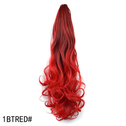 Colorful Gradient Clip-In Ponytail Wig - 55 cm High-Temperature Fiber