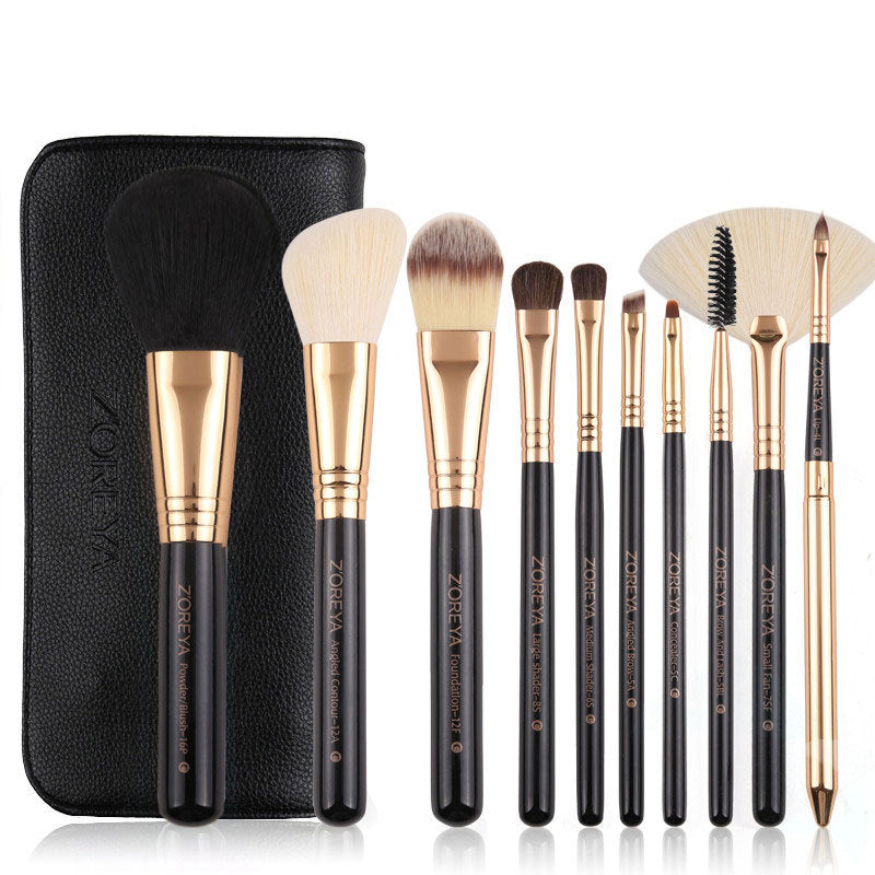 10-Piece Fiber Makeup Brush Set with Portable Pack – Perfect for Beginners & Pros