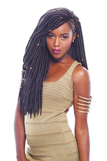 African Black Solid Braided Wig - 18 Inches, Premium Kanekalon Fiber