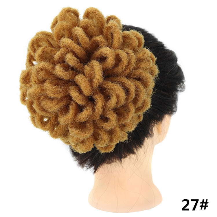 African Wig Bun Hair Bag Drawstring Dreadlocks Afro Hair Bun - High-Temperature Fiber