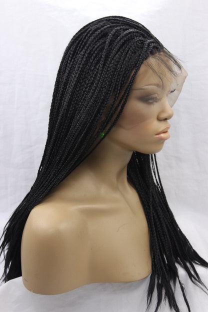 European and American Black Scorpion Lace Front Wig – Bold Braided Style, Heat-Resistant Synthetic Fiber