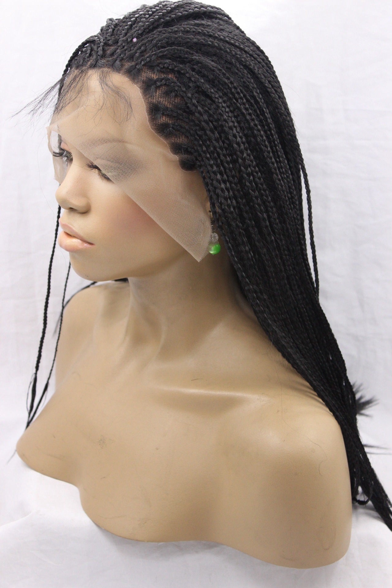 European and American Black Scorpion Lace Front Wig – Bold Braided Style, Heat-Resistant Synthetic Fiber