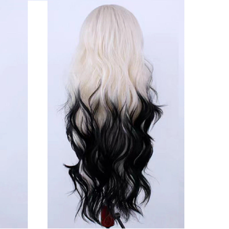 Exotic Light Gold & Black Gradient Long Curly Wig