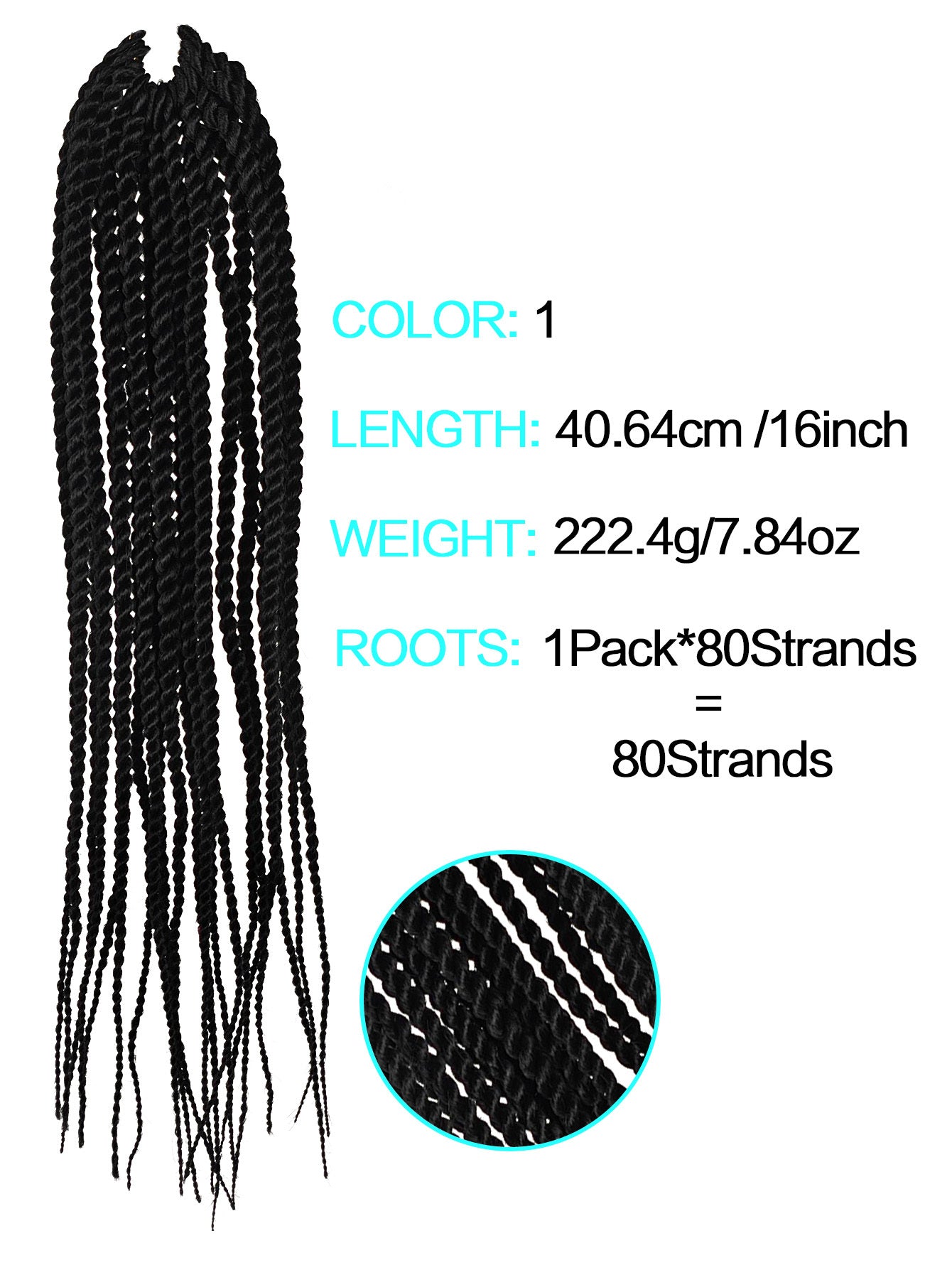 4X EZ Senegalese Long Crochet Braid – 16-Inch Synthetic Hair, Soft & Durable