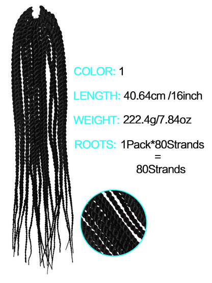 4X EZ Senegalese Long Crochet Braid – 16-Inch Synthetic Hair, Soft & Durable