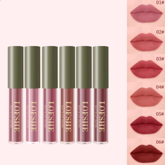 6 Colors Non-Stick Cup Earth Matte Lipstick - Flawless & Long-Lasting