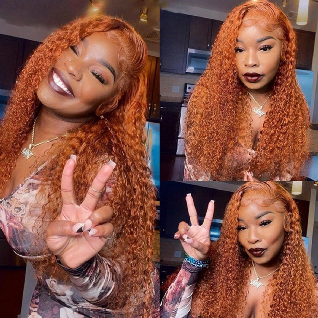 Front Lace Small Curly Hot Orange Wig – Synthetic Hair for a Bold Look