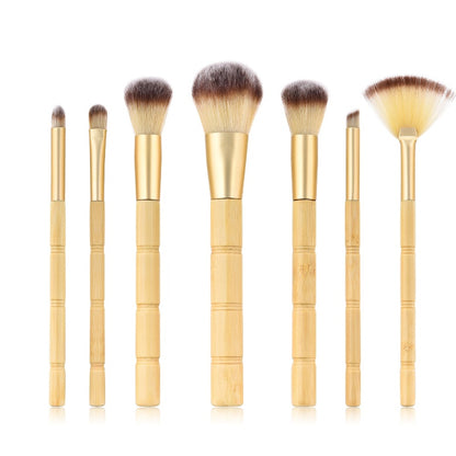 7-Piece Nylon Makeup Brush Set – High-Quality Wooden Handles for Precision Application