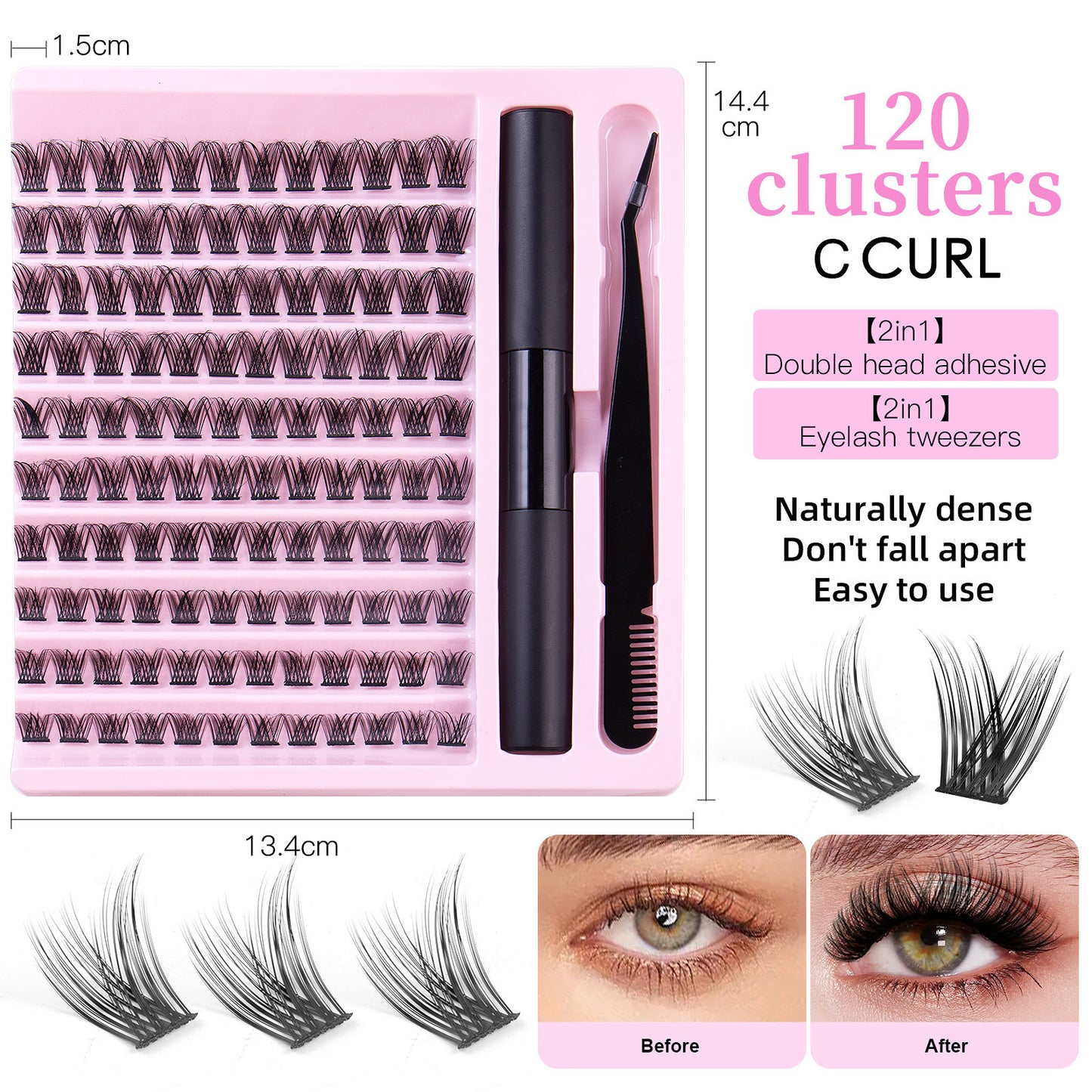 False Eyelash Set with Single Cluster - Natural, Large Capacity