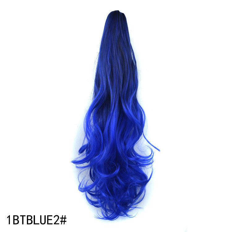 Colorful Gradient Clip-In Ponytail Wig - 55 cm High-Temperature Fiber