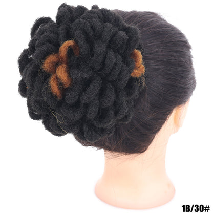 African Wig Bun Hair Bag Drawstring Dreadlocks Afro Hair Bun - High-Temperature Fiber