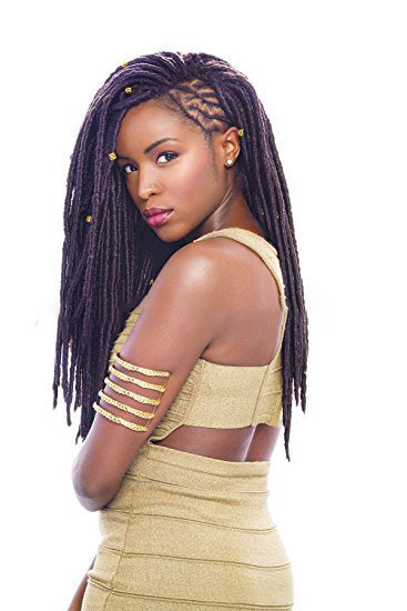 African Black Solid Braided Wig - 18 Inches, Premium Kanekalon Fiber