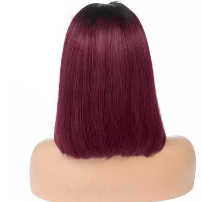 Short Straight 1B-99J Colored Bob Human Hair Wig – Versatile Brazilian Remy Hair